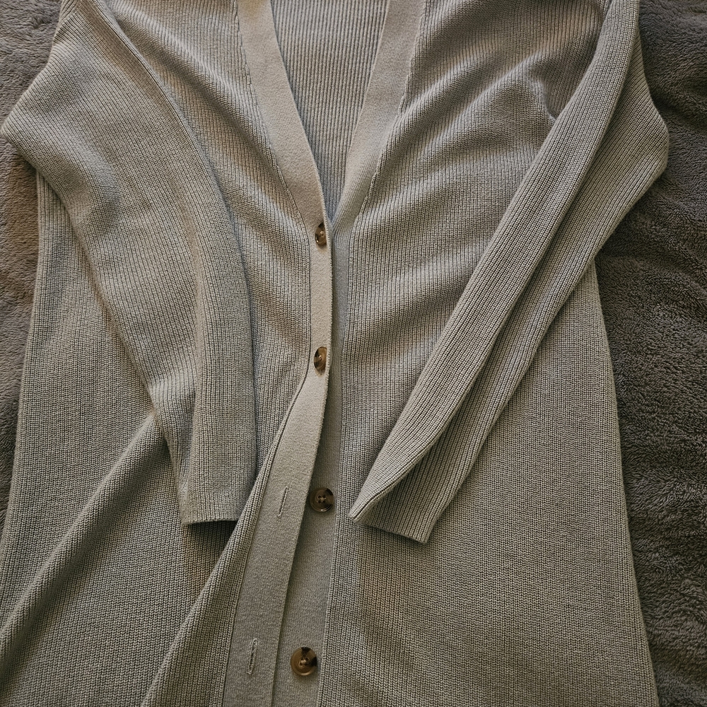 Ann Taylor Light Gray Button-Up Cardigan
